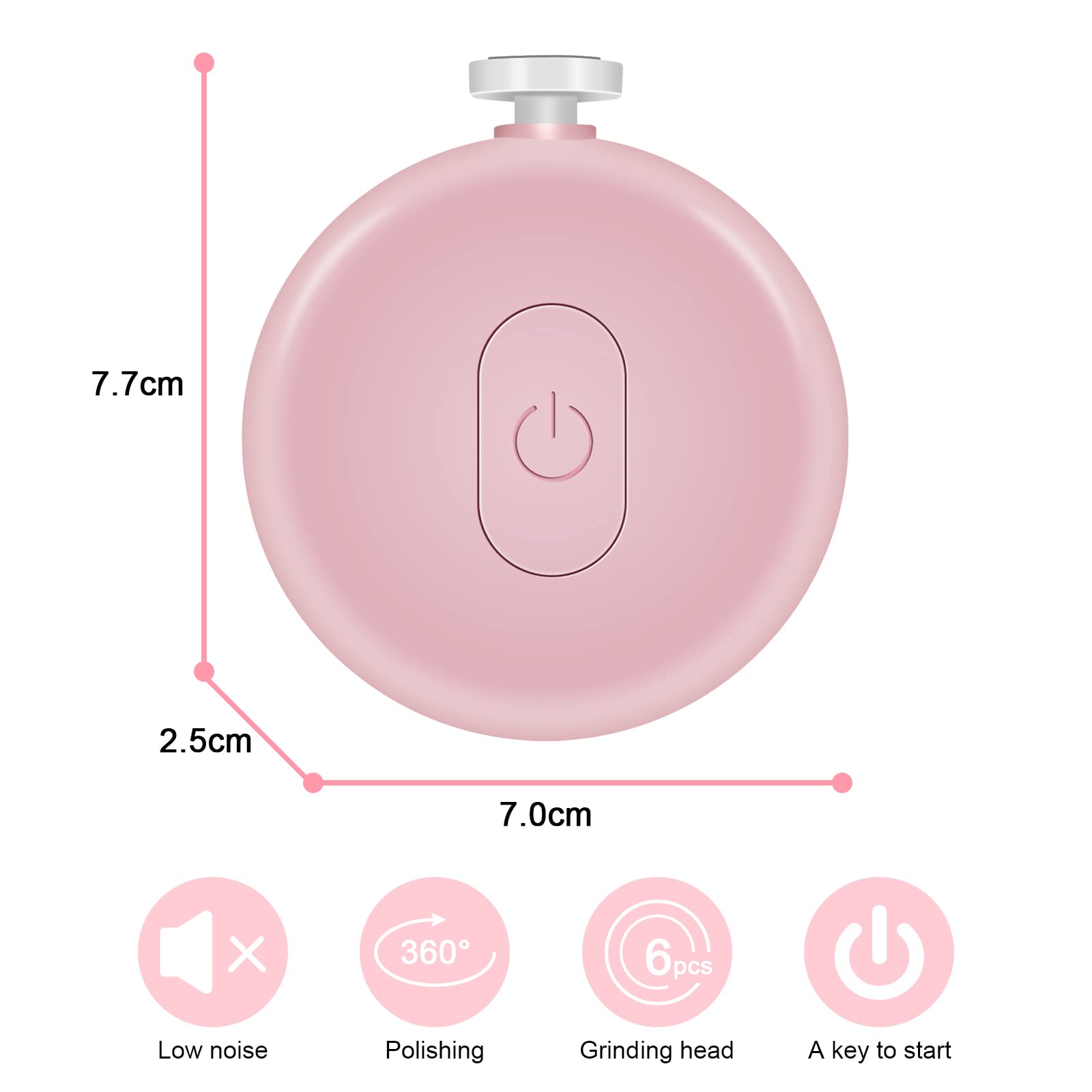 Vicloon Rifinitore per Unghie per Neonati, Tagliaunghie Elettrico per Bambini con 6 Testine di Levigatura, Nail Trimmer Bambini Lima per Unghie per Bambini e Adulti (Rosa)