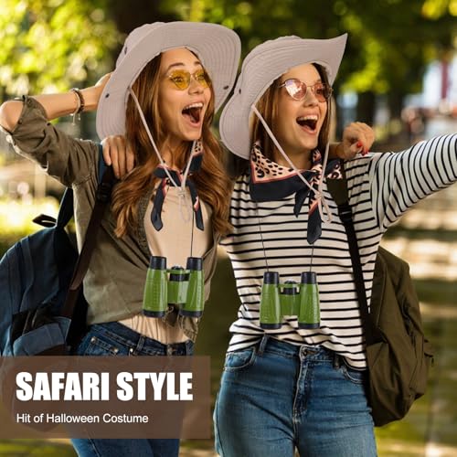 Jecery 3 Pcs Women Safari Costume Sun Bucket Hat Leopard Neck Scarf Binocular Safari Outfit Accessories for Halloween Cosplay2