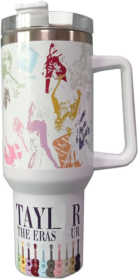 Taylor Merchandise Coffee Cup with Handle 40oz Tumbler with Straw and Lid Car Cup Travel Mug Gifts for Music Lovers (A)