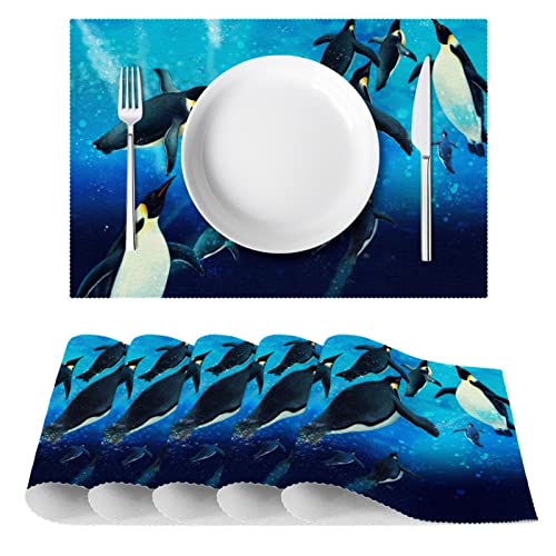 Set de table pingouin antidérapant résistant chaleur 30,5x45,7 cm lot de 6 table
