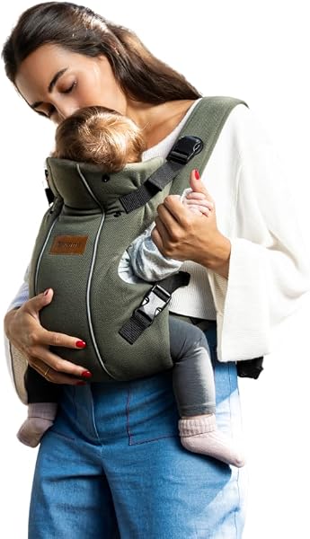 Jané Dual Marsupio Ergonomico Neonato, dalla Nascita (3,5–15 kg), 3 Posizioni, Imbottito e Traspirante, Verde - 1