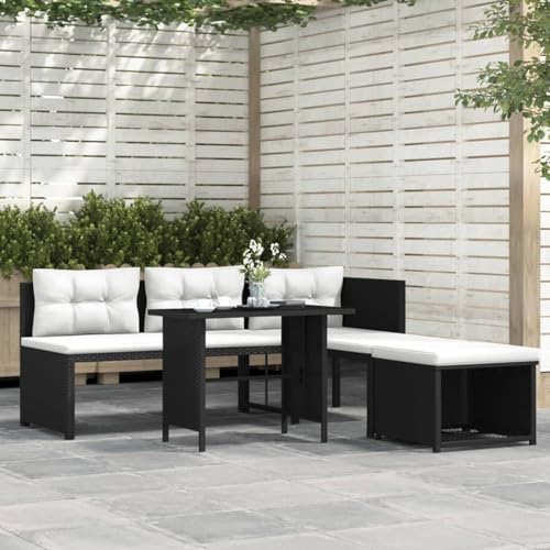 IKAYAA Polyrattan Lounge mit Ecksofa, Esstisch, Balkon Lounge Balkon...