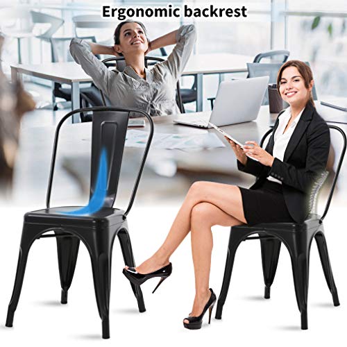 Metal Chairs Outdoor Indoor Dining Chairs Side Stackable Chic Restaurant Bistro Cafe Tolix Chairs With Back, Set Of 2, Kitchen Farmhouse Pub Trattoria Industrial Metal Bar Chairs Hold Up To 330Lbs #TOP4