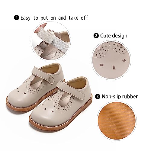 Image of GINFIVE Toddler Girls Dress Shoes Little Kids Flats School Mary Janes Shoes