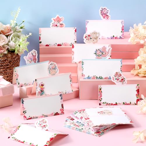 Fullhawl 48 Pcs Tea Party Theme Place Card Floral...