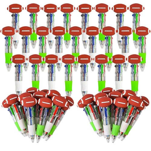 LiYiQ 50 Pcs Football Multicolor Pen in One Cartoon Cute Fun 4-in-1 Cute Pens Bulk Kawaii Football Shape Cool Ballpoint Pens Fun Gifts