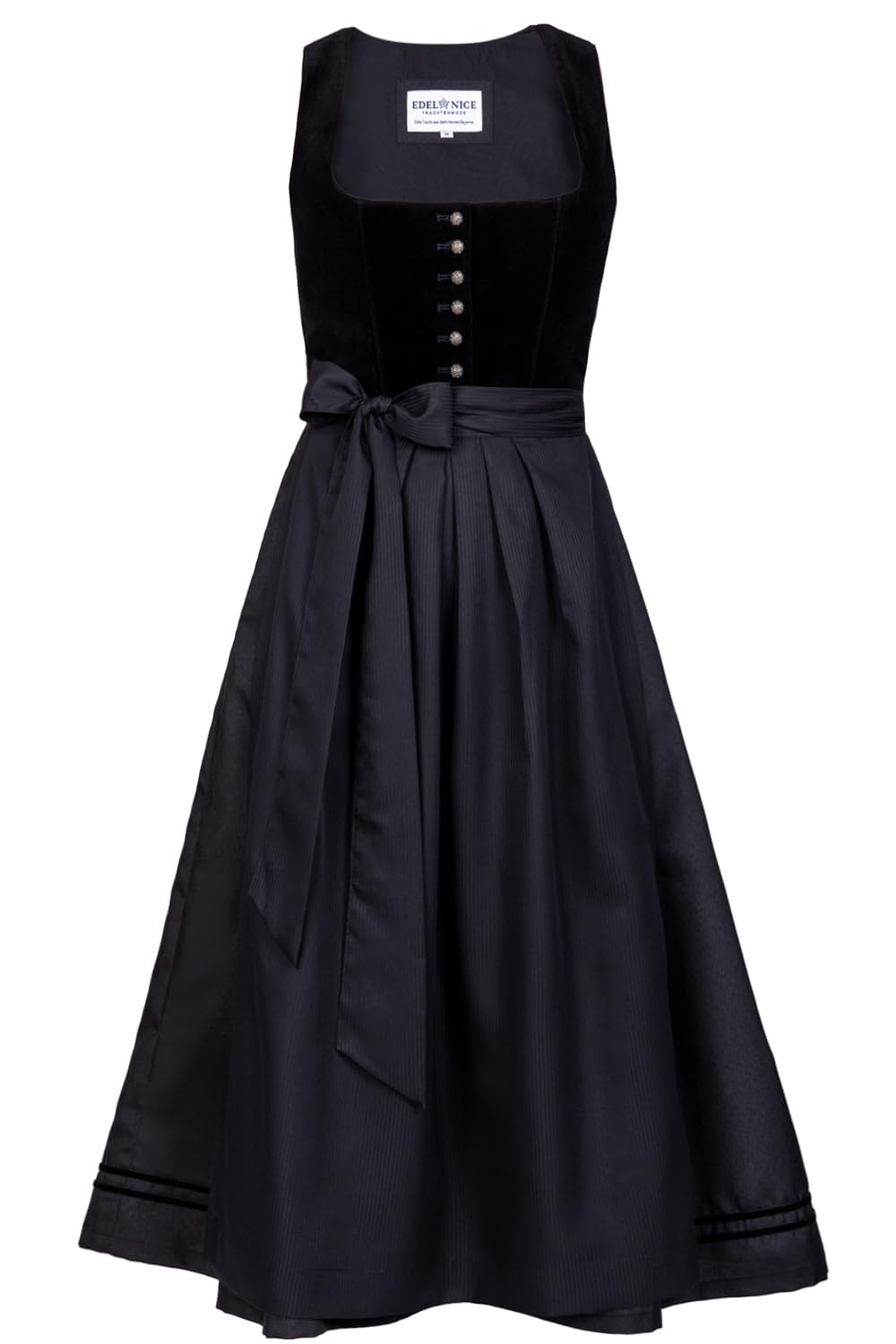 Edelnice Trachtenmode traditionelles langes Designer Dirndl Clarissa dunkelblau inkl. Dirndlschürze
