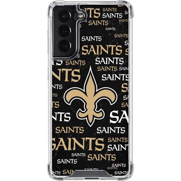 Skinit Clear Phone Case Compatible with Galaxy S22 - Officially Licensed NFL New Orleans Saints Black Blast Design