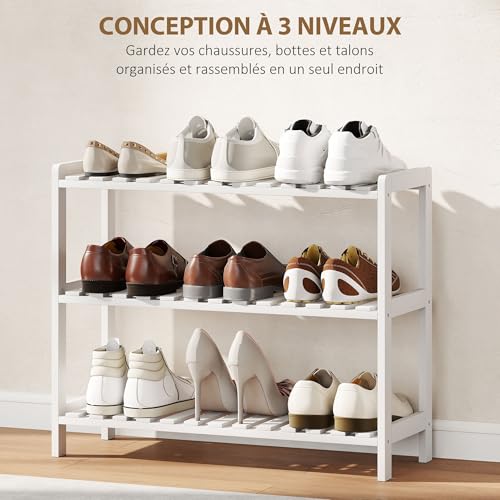 Meuble à chaussures blanc pour l'entrée et le salon chaleureux