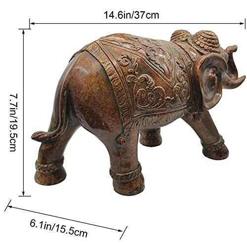Howfield Home Decor Wealth Elephant Statue - 14.6 Inch Big Elephant Figurine, Lucky Feng Shui Elephant Sculpture，House Warming Gift Home Décor (Bronze) #TOP1