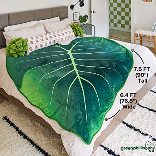 Green Philosophy Co. Regal Shield Alocasia Giant Leaf Shaped Blanket Monstera Flannel Throw Soft Cozy Breathable Lightweight And Decorative Leaves Design Gift For Plant Lovers Bed Sofa And Couch #TOP6