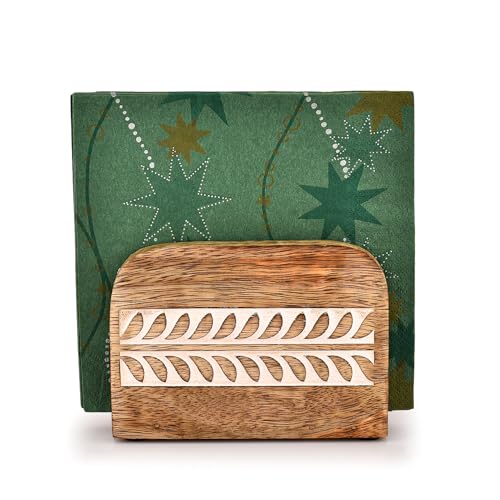 Mahasu Napkin Holder Mango Wood Upright Paper Napkin Storage Rustic Farmhouse Wood Napkin Holder Vintage Home Decor (5.5"x 2.5"x 4") - Cosy Home Interiors Mahasu Napkin Holder Mango Wood Upright Paper Napkin Storage Rustic Farmhouse Wood Napkin Holder Vintage Home Decor (5.5"x 2.5"x 4") - Image 3