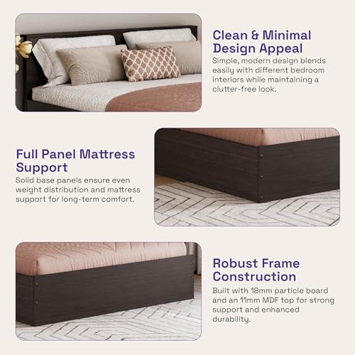 Image of Wakefit Bed | 1 Yr Warranty | Bed Queen Size, Comes with Storage Box, Noise-Free, Density: 680-750 kg /m, Termite & Borer Resistant, Fits Mattresses Up to 8 Inches (Taurus 78 x 60 - Wenge)