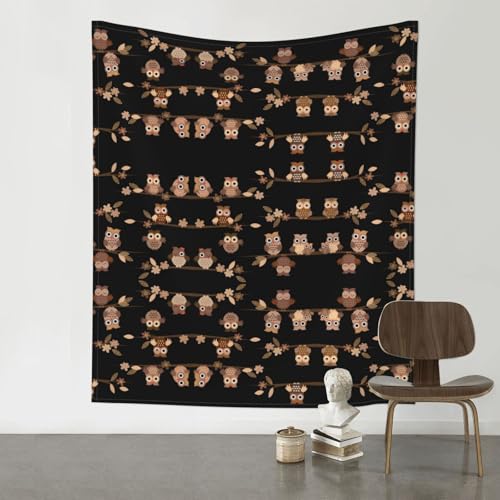 Tenture de chouettes marron drap décoratif pour couvrir mur de chambre