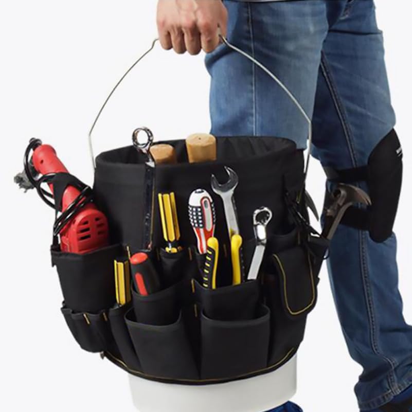 DOITOOL Sacoche à Outils pour Seau - Organisateur Multi-Poches | Convient aux Seaux, Tissu Résistant à l'Usure, Nombreuses Poches Extérieures, Accès Rapide, Idéal Jardinage et Bricolage