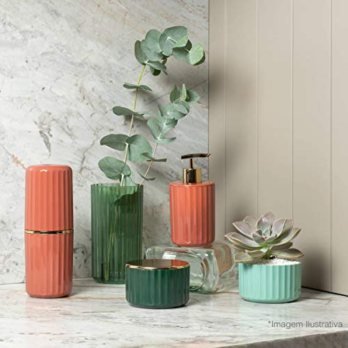 Vaso De Flor M Decorativo Planta Translucido Groove Jardim Verde Menta