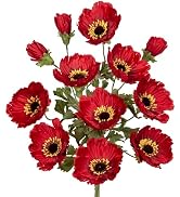 20PCS Artificial Red Poppy Flowers - 19.4" PU Real Touch Stems For Wedding Decor & Home Arrangements