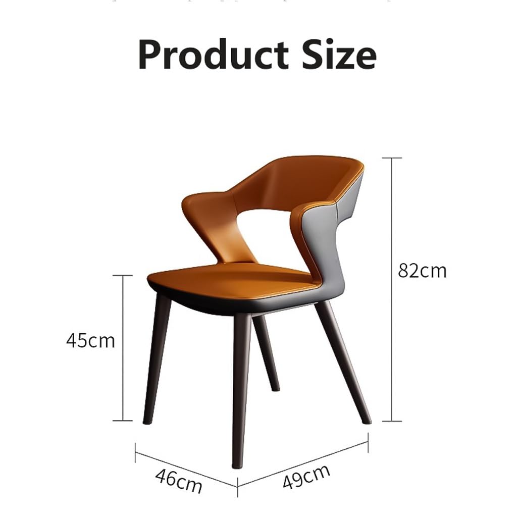 Ergonomiczne krzesła do jadalni, nowoczesne, tapicerowane, boczne krzesła z podłokietnikami, skórzane, do salonu i recepcji, zestaw 4 szt., brązowe