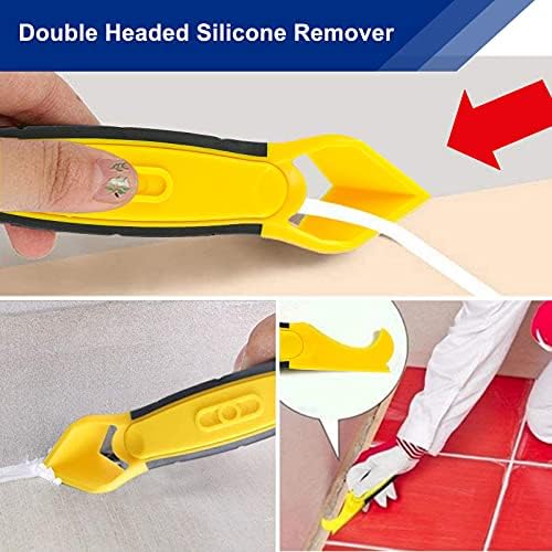 Caulking Tool Kit, KissDate 15PCS Sealant Remover Tool with Silicone Scraper, Caulk Scraper Tool, Caulk Nozzle, Sealant Finishing Smoothing Removal Tool for Bathroom Kitchen Floor Corner Gap Sealing