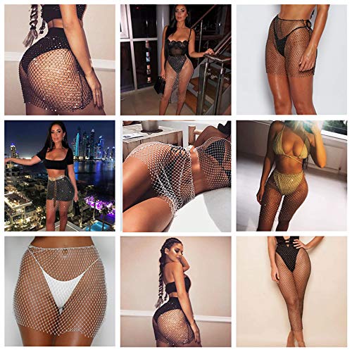 Women Rave See Through Hollow Out Rhinestone Bikini Cover Up Skirt Festival2