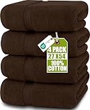 Utopia Towels 4 Pack Premium Bath Towels Set, 27 by 54 Inches, 100% Ring Spun Cotton 600GSM, Lightweight and Highly Absorbent Quick Drying Towels, Perfect for Daily Use, Dark Brown