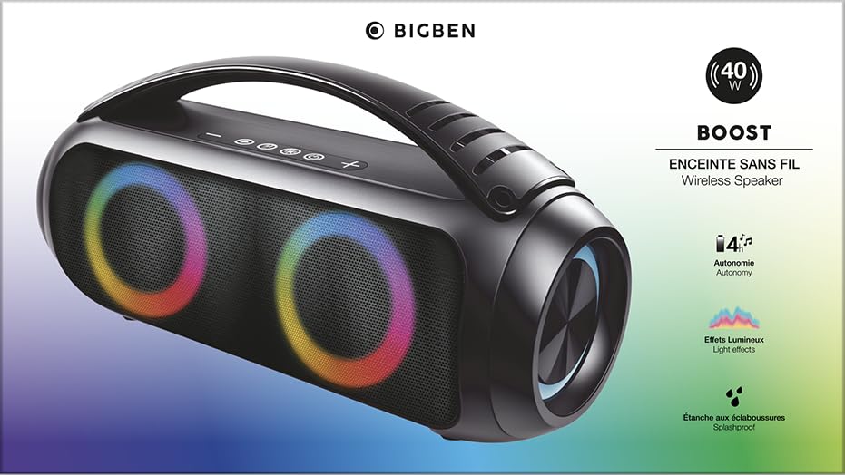 Enceinte Bluetooth puissante 40W Bigben Boost étanche et lumineuse - 5