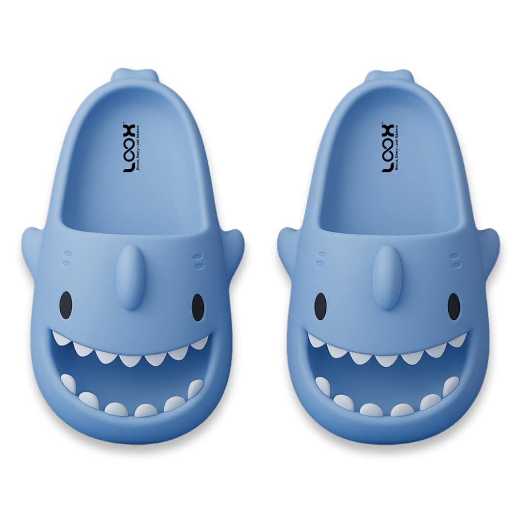 loox bcoz every look matters Loox Shark Slippers for Men | Funky & Unique Design | Anti-Skid, Waterproof, Lightweight EVA Cloud Slippers | Casual House Slides-picture-31