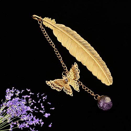 Veraing, 2 segnalibri a forma di piuma in metallo