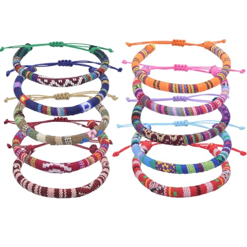 WIRZUL 10 Pièces Bracelet D'amitié Tissé Bohème, Couleur Bracelets Bresilien Tissé à La Main, Bracelet Amitié Garçon pour Enfant, Femme, Homme(A)