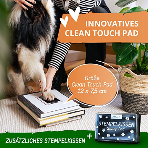 AMARI ® Pfotenabdruck Set inkl. 2 Stempelkissen und 4 Druckkarten - Pfotenabdruck Set Hund - Geschenke für Hundebesitzer - Pfotenabdruck Set Katze - Hund Erinnerung