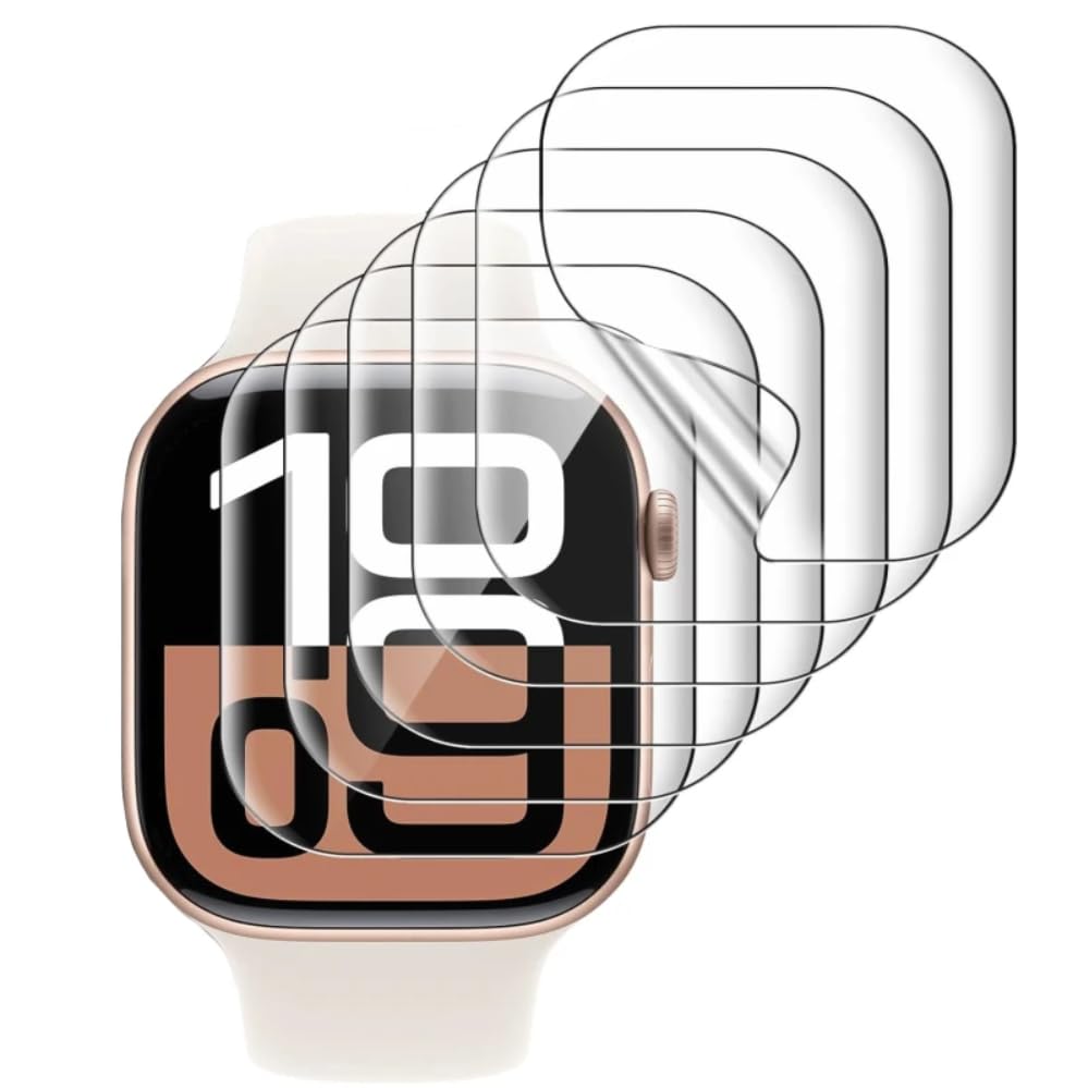 Yiranzix 6 pcs TPU Gel Displayschutz für Apple Watch Series 11, 10 46mm Flexibler Hydrogelfolie Transparent Protector Ultradünn, berührungsempfindlich, Automatische Reparatur