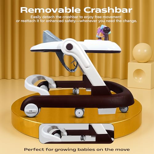 Image of Kidsmate Convertible 2-in-1 Baby Walkers for 6 to 18 Months with Activity Push Mode | Walker for Kids with Musical Toy Tray, Adjustable Height & Cushioned Seat | Safe, Foldable Design - White