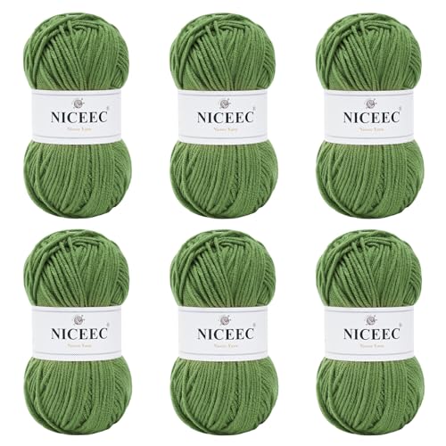 Image of NICEEC 300g Soft Assorted Colors Yarn - Sport Weight,100% Acrylic, 4 Ply, Bonbons Yarn for Crochet & Knit, DIY Project Starter Kit for Kids or Adults(Total 870yds) - Warm Green