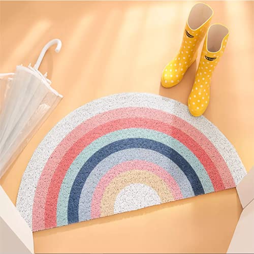 Rainbow Welcome Door Mat Rainbow Doormat Half Round Area Rug Rainbow Indoor Floor Mats Non Slip Bedroom Rugs Rainbow Entrance Doormat for Patio,Home,Classrom,17.7