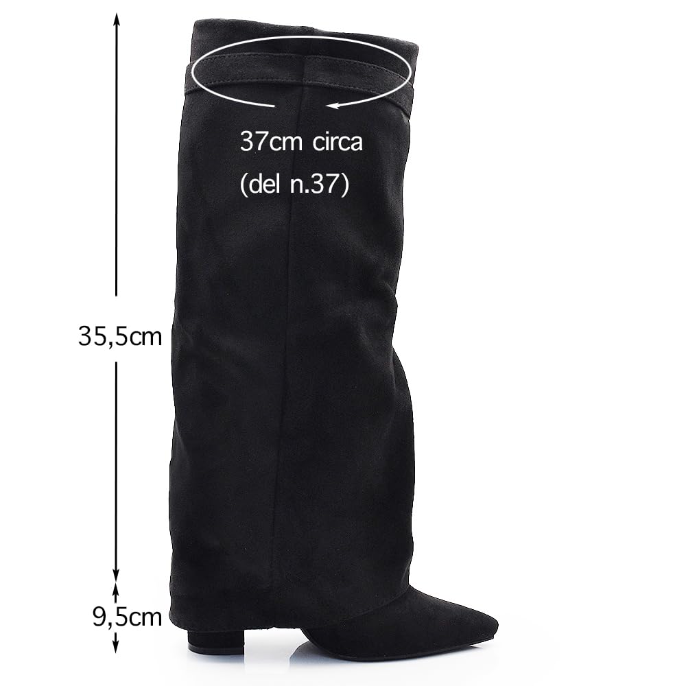 IF FASHION Stivali Alti al Ginocchio Punta a Punta Tacco Alto Gambale A Ghetta Stile Western Comodi e Chic 6885