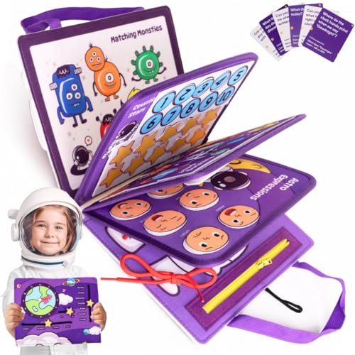 BOGITO TOYS Astro Busy Board for Toddlers | Space-Themed Montessori Toy for Ages 2-6 | Fine Motor & Sensory Learning | Educational Travel Toy | CPC-Certified | Preschool Birthday Gift