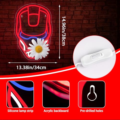 Image of Anime Neon Signs for Wall Decor Anime LED Neon Light for Boys Bedroom Cool Light Up Signs Decor for Man Cave Game Room Bar Pub Club Cool Gifts for Men Kids Boys Movie Fans,Size 16.5 * 11 in(XD131)