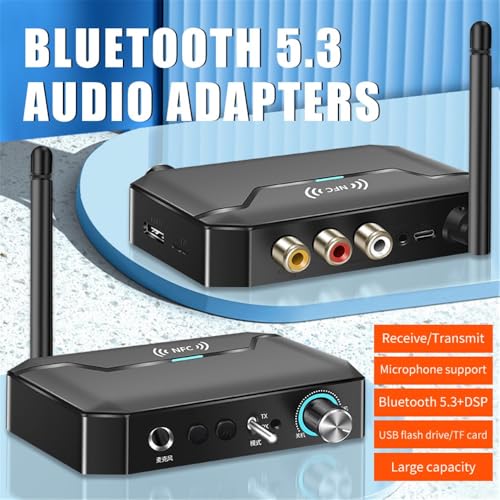 Image of Microware T300 NFC Bluetooth Receiver Transmitter 5.3 Stereo AUX 3.5mm Jack RCA Handsfree Call Mic Wireless Music Audio Adapter TF /USB for PC TV