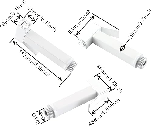 Miniatura 4 de Asyas Rociador de bidé de agua caliente oculta de color blanco para inodoro con válvula de latón caliente y fría, juego de accesorios de bidé de