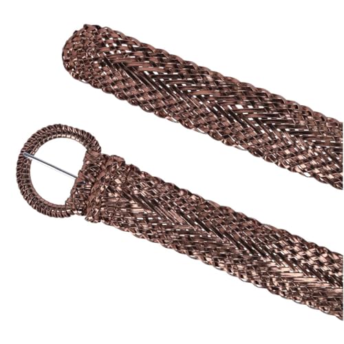 CTM Women's Braided Wide Belt with Matching Buckle2