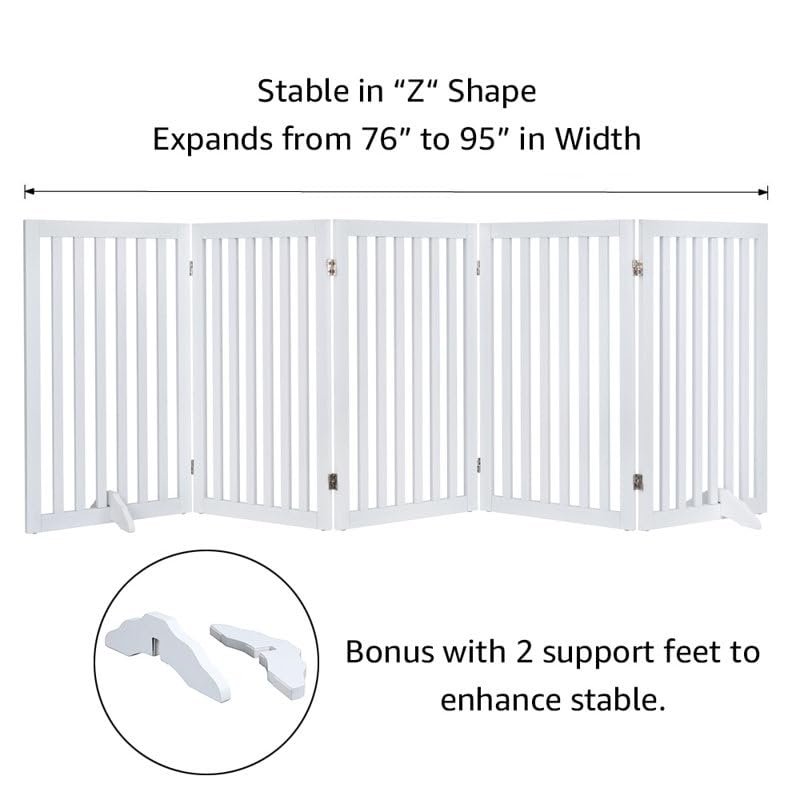 Image of Kids & Pets Safety Gate Partition | Extra Long Fence Pet Safety Barrier for Doorway, Stairs & Hallway - Freestanding Wide Puppy Gate Room Divider for Home Indoor Use (6 Panel)