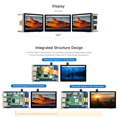 Image of waveshare 4.3inch QLED Display, Compatible with Raspberry Pi 5 /4B /3B+ /3A+ /3B /2B /B+ /A+ /CM3 /3+ /4, DSI Interface, 800 x 480 Resolution, Integrated Structure,