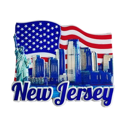 Imán decorativo para refrigerador New Jersey USA 3D miniatura 1