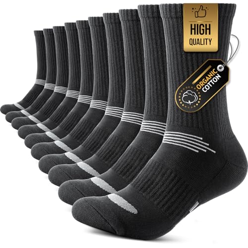 TANSTC calcetines termicos hombre mujer, Ligero Cómodos Durables calcetines 35-38, Antiampollas, Algodón calcetines largos para pilates padel Senderismo Caminata Escalada Crossfit, Negro 5 Pares