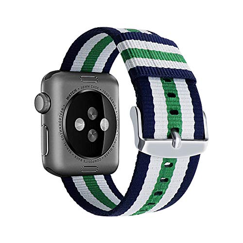 Chinber Adjustable Watch Straps - Nylon Replacement Stripe Bands for Apple Watch 42/44mm, Compatible with Apple Watch Series 6/SE/5/4