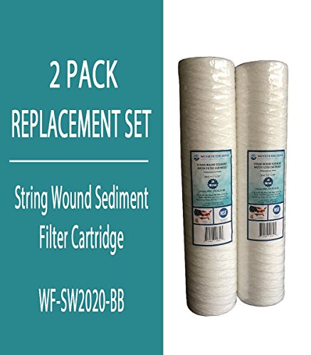 Free Shipping Over $50 WFD, WF-SW2020-BB 4.5"x20" 20 Micron String Wound Sediment Water Filter Cartridge, Fits in 20" Big Blue (BB) Housings of Whole House Filter Systems (2 Pack, 20 Micron)