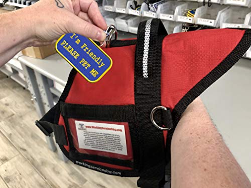 Identification Patch Tag - “I'm Friendly Please Pet Me” | Clips On A Therapy Dog Or Support Animal Vest, Harness, Collar, Leash Or Carrier #TOP1
