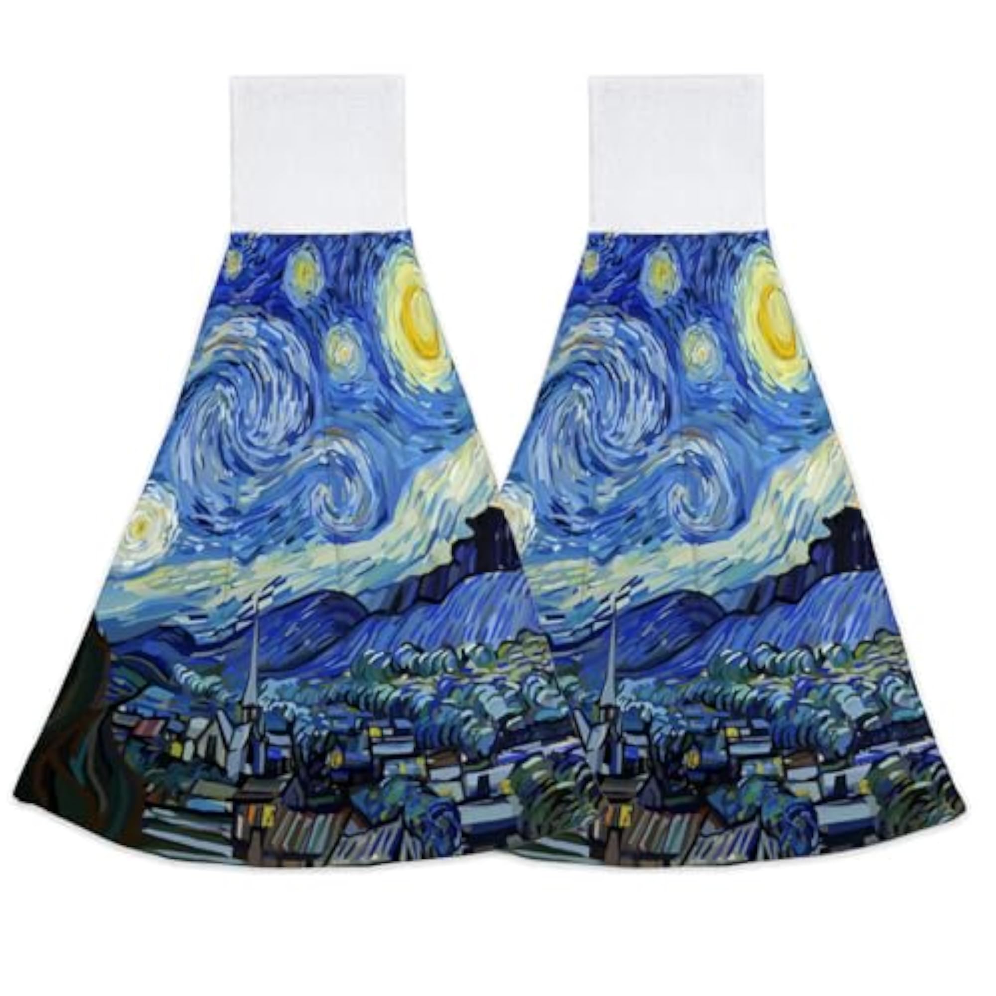 2PCS Van Gogh Starry Night Kitchen Hand Towels