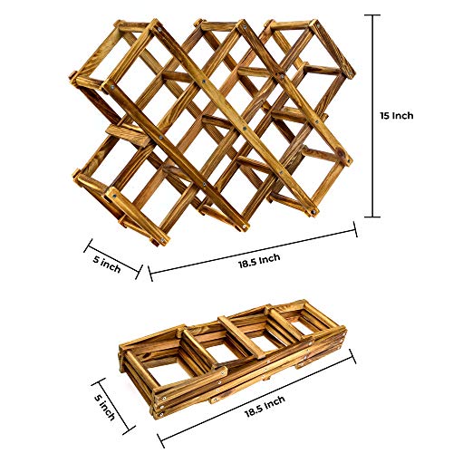 Foldable Wooden Wine Bottle Holder - Natural Wine Rack with 8 Slots - Wine Bottle Rack & Storage - Holds 10 Wine Bottles