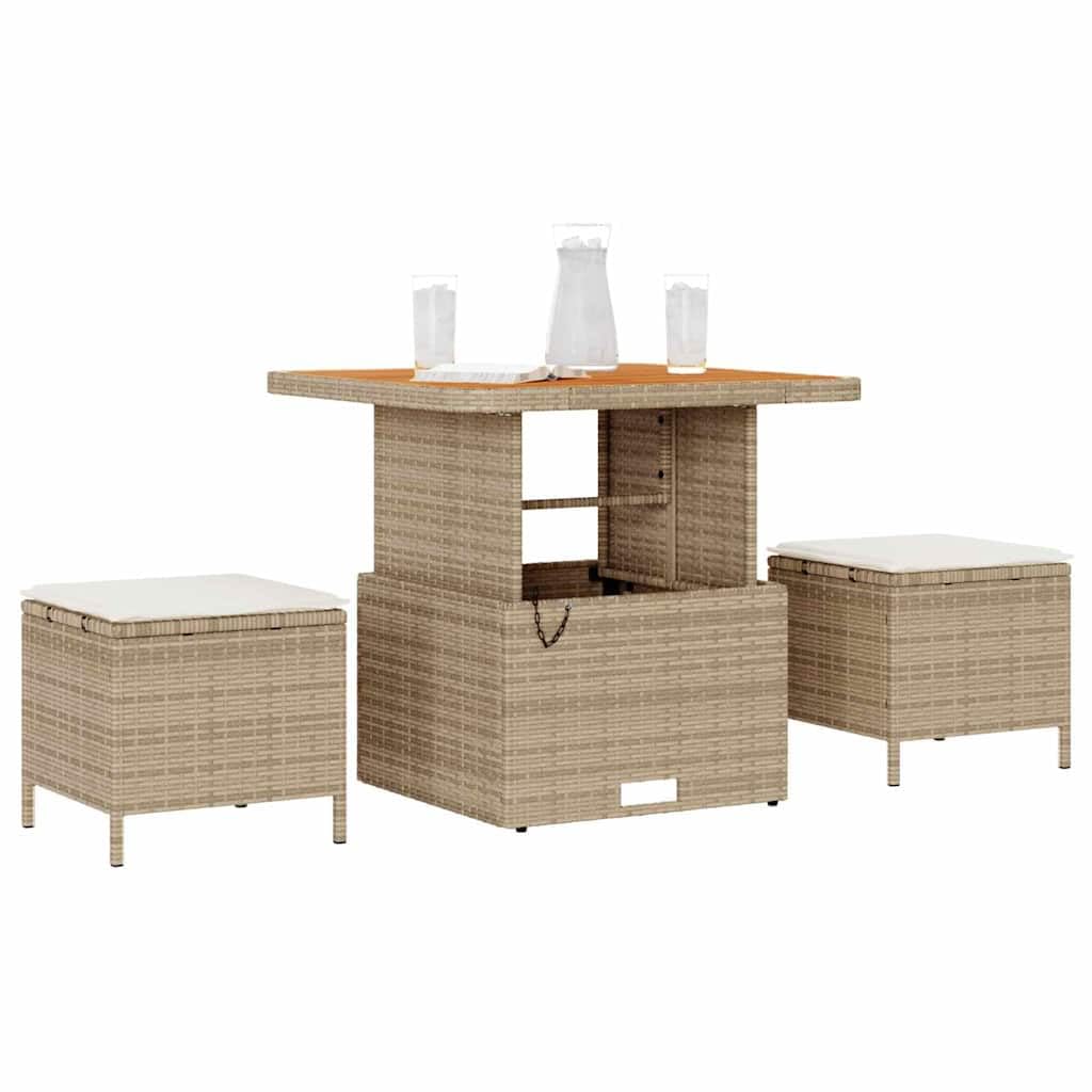 Ensemble de salle à manger pour jardin beige polyrotin mobilier terrasse extérieur